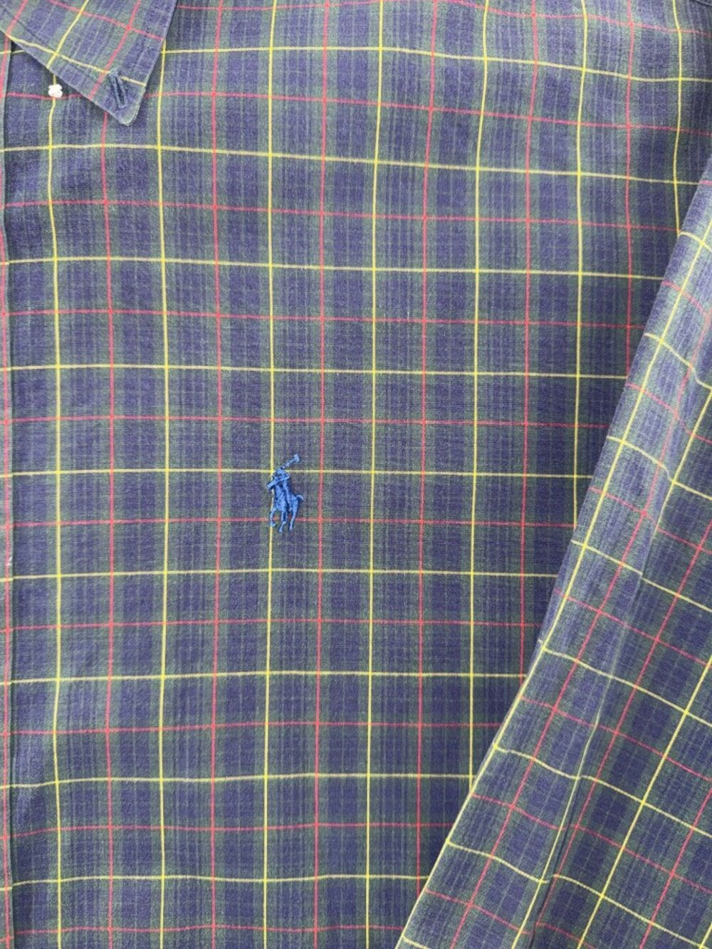 Ralph Lauren Blake Men's XL Plaid Button Front Shirt Blue Green 100% Cotton - Picture 3 of 9